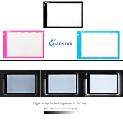 XIAOSTAR Light Box Drawing Pad, 12000 Lux LED Tracing Board A4, USB Powered (Not Rechargeable) PMMA Panel, Adjustable Brightness for Diamond Painting, Sketching, Animation, X-Ray–Includes Accessories | for Artists,Animation Drawing,Sketching,Animation,X-r