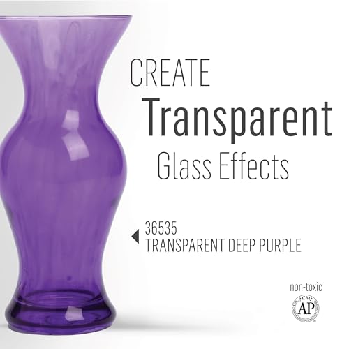 FolkArt Murano Transparent Acrylic Glass Paint, Deep Purple, Perfect for Indoor and Outdoor Arts and Crafts Projects, 2 fl oz, 36535 - color: Transparent Deep Purple, style: Transparent