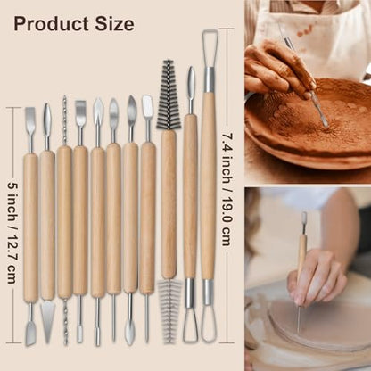 Amrules 43 Pcs Polymer Clay Sculpting Tools Kit for Adults, Light Yellow - color: Lightyellow-43Pcs