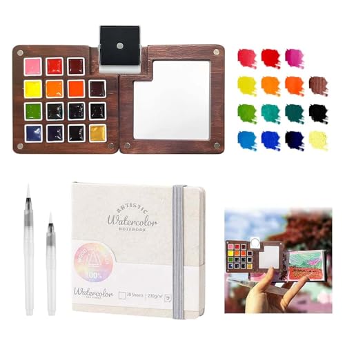 Travel Watercolor Paint Set - Pocket 15-Color Mini Kit with Sketch Pad - color: 15 Colours B with Sketchbook3.14in