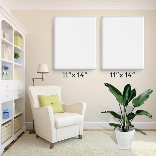 ESRICH Stretched Canvas for Painting 11x14 Inch, 10 Pack Blank Canvas -5/8 in Profile Primed Cotton White Canvases for Painting for Oil & Acrylic Paint - size: 11X14IN 10 Packs