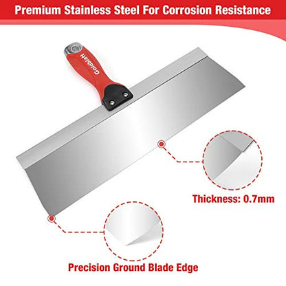 Goldblatt 5 Piece Stainless Steel Taping Knife Set for Drywall Finishing | 6 to 14 in, Drywall Knife, Putty Knife, Plaster & Taping Blade, Stainless Steel, Alloy Nail-set End, for Joint Compound