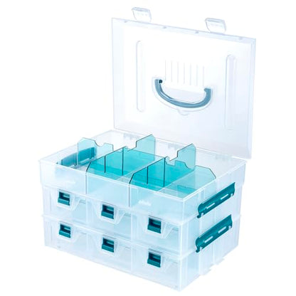 MyGift 11 Inch Craft Storage Organizer Case With 6 Drawers | Customizable Trays, Expandable Storage, Removable Dividers, 6 Drawers, 24 Compartments, Extra Trays Sold Separately - color: Blue