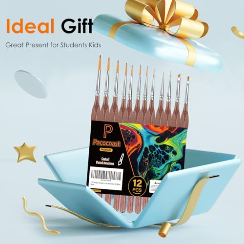 12PC Miniature Brushes, Pacocoast Detail Paint Brushes Set for Fine Detailing & Art Painting, Small Tiny Paint Brush Perfect for Acrylic, Paint by Number, Figurine, Craft, Models (Silver, Brown) - color: Silver, Brown