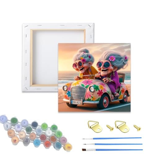 Hestarcul Paint by Numbers Kits for Adults,Grandma Easy Adult Painting by Number on Canvas for Beginner,Car DIY Watercolor Painting for Gift Home Decor Relax. - color: car-Framed