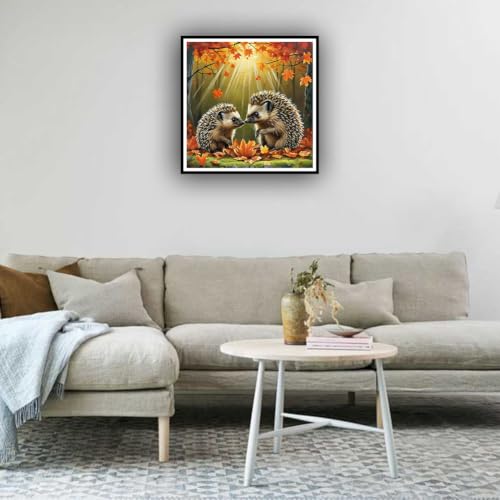 hill froeistung Hedgehog Diamond Art Painting Kits for Adults | Maple Leaf Diamond Art Kits for Beginners, 5D DIY Round Full Drill Diamond Dots Gem Art Craft for Home Decor Gift 12x12inch - color: HF-A119