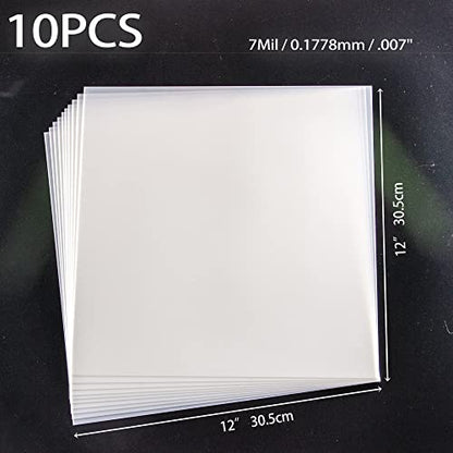 10PCS 7mil Blank Mylar Stencil Sheets,12X12 inch Milky Translucent PET Blank Stencils Sheets,Template Material for Cutting Machines, Laser Cutting, Food-Safe Craft Plastic - size: 7mil, 12" x 12”, 10 Pack