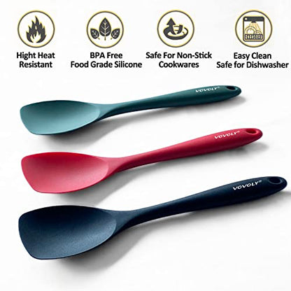 Upgrade Silicone Spatula Spoon Set,VOVOLY Heat Resistant Rubber Spoonula, Seamless Non-Stick Flexible Scrapers for Baking Mixing Tool,3 Pack, Black - color: Black Spoonula set