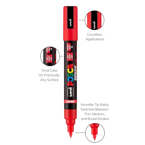 POSCA® PC-5BR Brush Tip Paint Markers, 16 Count Reversible Brush Set - size: 1 Count (Pack of 16), style: Brush Tip