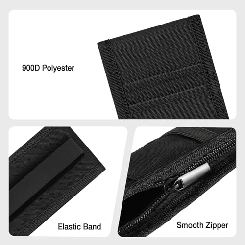 MoKo Elastic Pen Holder for Notebook with Zipper Pocket, Black - color: Black