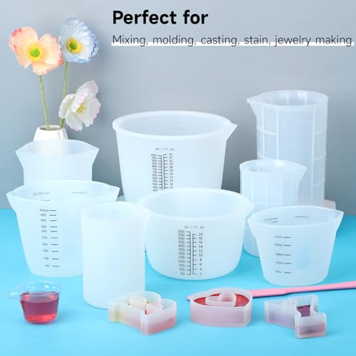 Gartful 450ml Large Silicone Measuring Cups, 15OZ Reusable Squeeze and Pour Resin Cups for Epoxy, Casting Molds, Slime, Craft Art Projects, Cup Making, Waxing, 4 Packs - size: 450ml*4