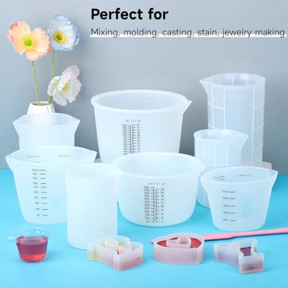 Gartful 450ml Large Silicone Measuring Cups, 15OZ Reusable Squeeze and Pour Resin Cups for Epoxy, Casting Molds, Slime, Craft Art Projects, Cup Making, Waxing, 4 Packs - size: 450ml*4