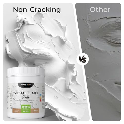 Nicpro Modeling Paste 1142 ml / 56.4 oz for Acrylic Painting | High-Density Acrylic Medium for Texture, Thickness, Structural Molding Paste for Art Projects, DIY, 3D Effect - size: 1142 ml