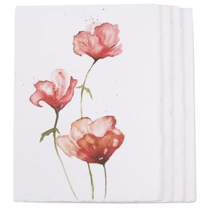 WANDERINGS Handmade Deckle Edge Blank Greeting Cards & Envelopes with Flower Art - 300 GSM Paper – 20 Cards for Invitations, Thank Yous, Get Well and Birthday Cards – 5" x 7" - color: Flower Art