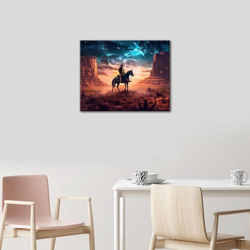 TUMOVO Western Cowboy Paint by Number Kit for Adults | western cowboy 16x20 inch unframed canvas, easy to follow, pre-numbered, no painting skills needed, acrylic paints included. - color: Cowboy