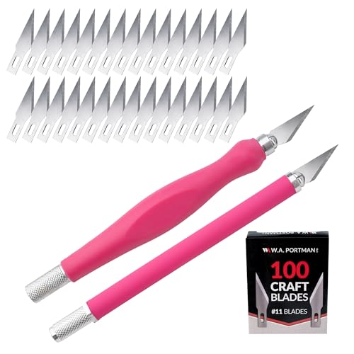WA Portman 2-Piece Pink Craft Knife Set – Hobby Knife Set with Comfort Grip