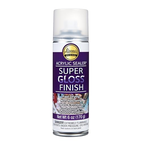 Aleene's Spray Acrylic Sealer, Super Gloss Clear Finish for DIY Crafts & Art Projects, Non-Yellowing, Fast Dry Time Super Glossy Finish 6 oz. - color: Super Gloss