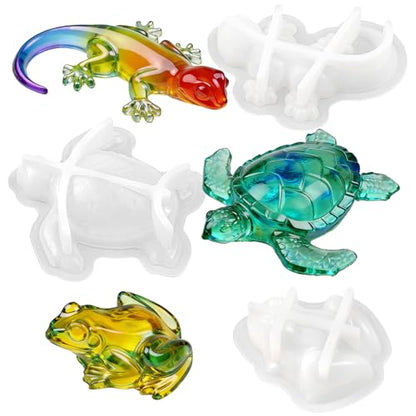 Animal Resin Molds, Set of 3 Frog Lizard Turle Casting Molds - color: 3 Pcs Animal Resin Molds