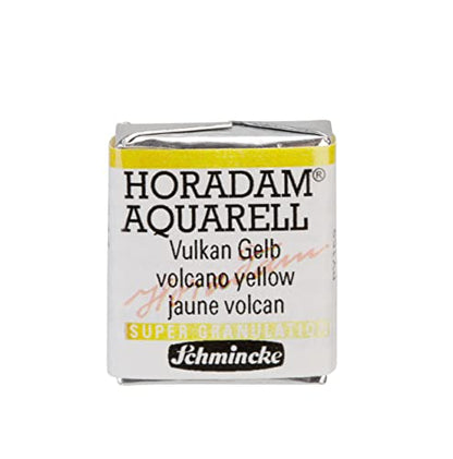 Schmincke - HORADAM® AQUARELL, Super Granulation, 14 911 044 Volcano Yellow, 1/2 pans, very strong granulating colors, finest super granulating watercolors - color: 911 volcano yellow