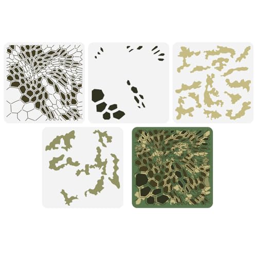 FINGERINSPIRE 4 Pcs Layered Camo Stencils Template 11.8x11.8 inch Hexagonal Camouflage Painting Stencil Plastic Camouflage Gun Paint Stencil Reusable DIY Art and Craft Stencils for DIY Crafts Decor - color: Hexagonal Camouflage - 4 Pcs