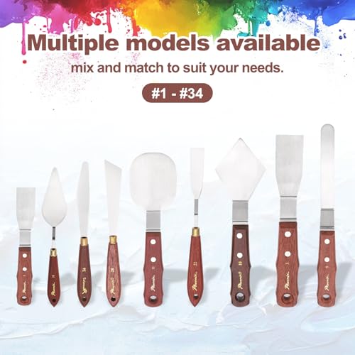 MECCANIXITY Pack of 1 Large Palette Knife No.3, 9.3" Long Palette Knives with Stainless Steel Flexible Spatula Pallet Knife and Wood Handle for Scraping, Mixing, Oil Acrylic Painting Canvas - style: No.3