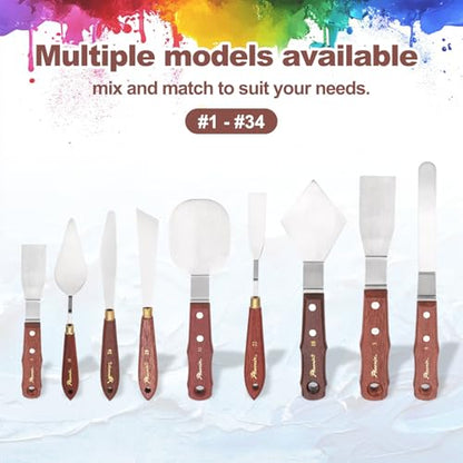 MECCANIXITY Pack of 1 Large Palette Knife No.3, 9.3" Long Palette Knives with Stainless Steel Flexible Spatula Pallet Knife and Wood Handle for Scraping, Mixing, Oil Acrylic Painting Canvas - style: No.3