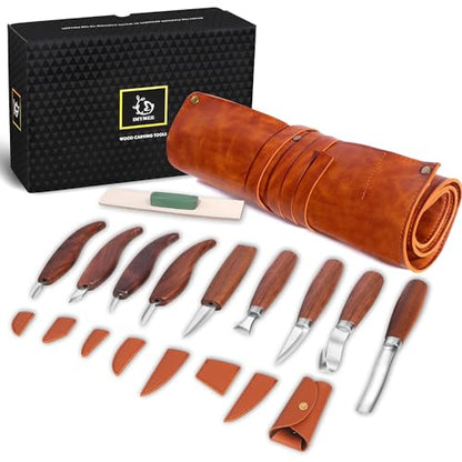 IMYMEE Wood Carving Tools Deluxe-Whittling Knife,Wood Carving Kit,Wood Whittling Kit for Beginners,Spoon Carving Kit,Woodworking Tools Set Large Wood Carving Knife Set - color: Black
