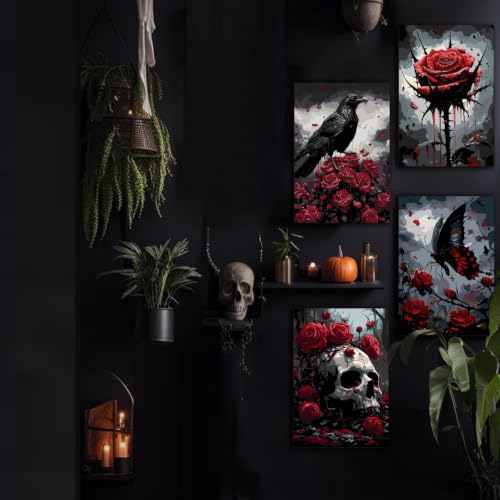 Gemozaic 4 Pack Gothic Paint by Numbers Kit for Adults with Frame & Easel - color: BKH2790-BKH2793