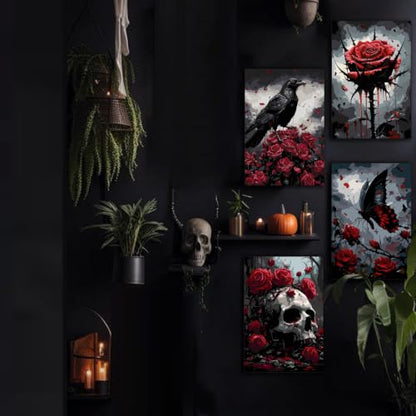 Gemozaic 4 Pack Gothic Paint by Numbers Kit for Adults with Frame & Easel - color: BKH2790-BKH2793