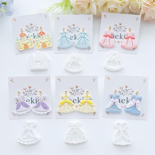 11-Piece Princess Theme Clay Cutters Set - Dress, Crown, Castle & Shoe Shapes for DIY Modeling, Polymer Clay Art, Earring & Craft Making, Creative Hobbyist Tools - color: K color