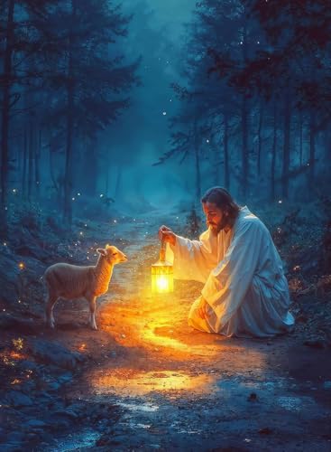 Jesus Paint by Numbers Kit for Adults Framed Canvas 12X16 in, Frameworkless | Easy Adult Paint by Number Kits on Canvas DIY Christianity Painting for Beginners Art by Numbers for Home Wall Decor Gift - color: YH02801