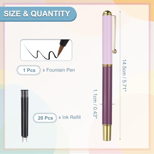 PATIKIL Calligraphy Brush Pens Refillable Brush Pen Set Dark Pink | Chinese Hand Writing Marker Kits, with Fountain Black Ink Metal Clip, for Lettering Journaling Art Drawing - color: Dark Pink