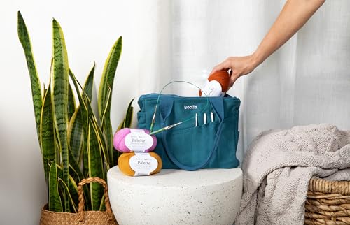 Soolla Studio Bag: Art Supply Storage Organizer & Pottery Tool Bag, Washable Tote, Yarn Bag, Crochet, 30 Pockets, 15+ Colors - color: Aquamarine