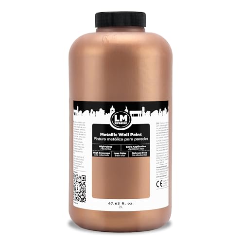 Metallic Wall Paint 67.62 fl oz - Bronze - Stunning Metallic Shine for Stylish Interiors, Easy to Apply, Water-Based, Perfect for Creative Wall Designs & DIY Projects - color: Bronze