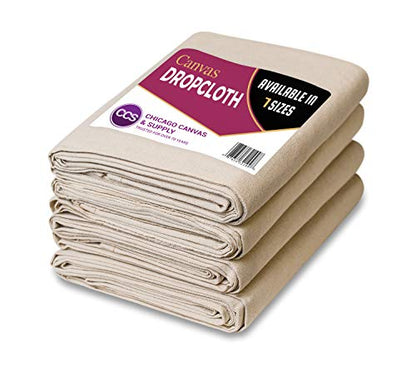CCS Canvas Drop Cloth for Painting – All Purpose Cotton Duck Cloth Tarp for Curtains, Tablecloths, Backdrops – Washable & Reusable Floor Cover & Dust Sheet for Furniture (6-Pc, 9x12 Ft) - size: 9 by 12 Feet (Set of 6)
