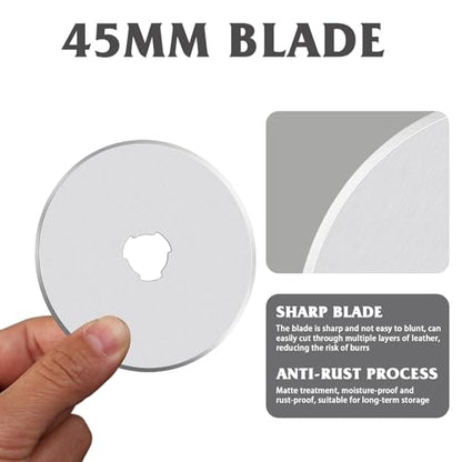 ZMAAGG Rotary Cutter Blades, 10 PCS 45mm Rotary Blades with Storage Case | Rotary Cutter Blades 45mm for Cut fabric, Wool, Felt, Leather, Rotary Cutter for Sewing, Quilting Fabric, Artwork