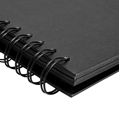 Paper Junkie Scrapbook 12x12 Album - 12 x 12 In, Black Hardcover, 40 Sheets (80 Pages) - Spiral Bound Black Scrapbook for Crafts