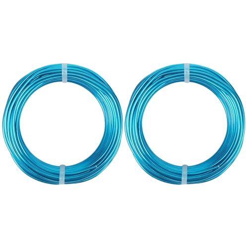 2 Rolls Aluminum Craft Wire, 9 Gauge (3mm) Flexible Metal Wire for Jewelry Making, 65.6 Ft (32.8 Ft/Roll) Bendable Armature Wire for Bonsai, Sculpting and DIY Crafts [Aqua Blue] - size: 9Gauge 32.8Ft Each, style: Aqua Blue