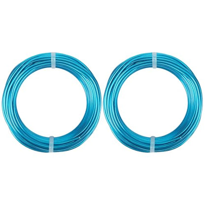 2 Rolls Aluminum Craft Wire, 9 Gauge (3mm) Flexible Metal Wire for Jewelry Making, 65.6 Ft (32.8 Ft/Roll) Bendable Armature Wire for Bonsai, Sculpting and DIY Crafts [Aqua Blue] - size: 9Gauge 32.8Ft Each, style: Aqua Blue