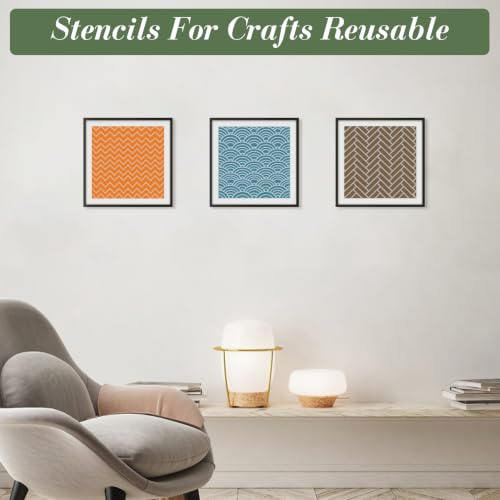 Texture Stencils for Crafts Reusable 16Pcs Stencils(5.9X5.9 Inch) - color: Texture 12