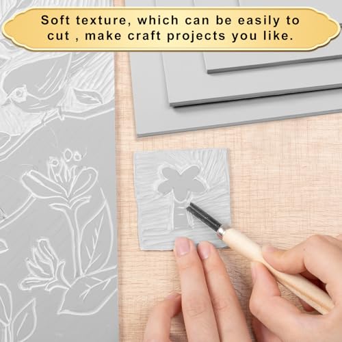 4 Pack Linoleum Blocks for Printmaking, 8 X 10 Inch Rubber Sheets | Soft Rubber, Easy To Carve, For Stamps, Cards, Prints, Beginners And Artists - size: 8 x 10 Inch