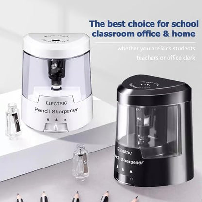Electric Pencil Sharpener, Battery (Not Included) USB Powered, Portable for NO.2 Pencils, Automatic and Durable with 3 Sharpness Options - Classroom, Home, Office White - color: Creamy