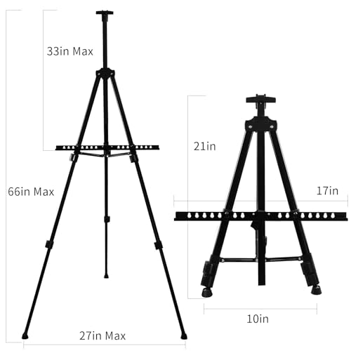 RRFTOK 21-66 Inch Adjustable Art Easel Stand for Painting and Sign, Black - style: 66B 1-Pack