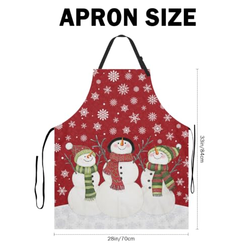 Imiss Waterproof Stain-Resistant Cooking Chef Aprons for Grill BBQ Baking 27 X 31 Inch - color: Red Snowman