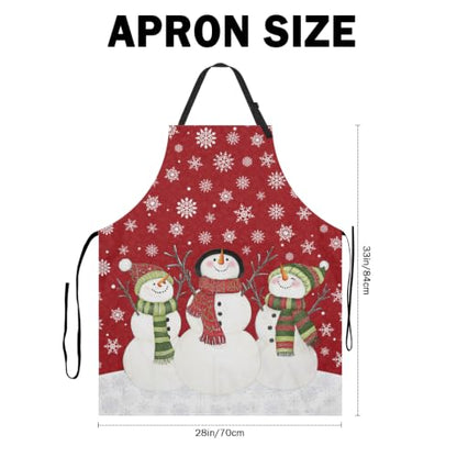 Imiss Waterproof Stain-Resistant Cooking Chef Aprons for Grill BBQ Baking 27 X 31 Inch - color: Red Snowman