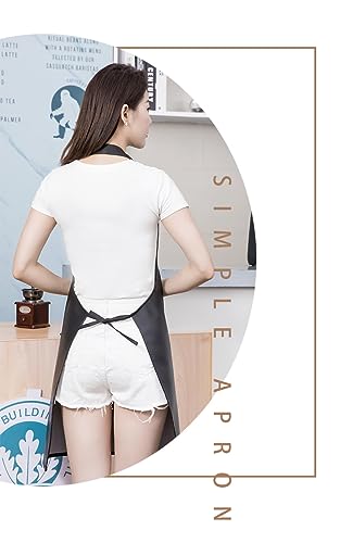 Waterproof Apron Large Pocket PU Material Waterproof Oil-proof Dust-proof Apron Black and Red - color: Red