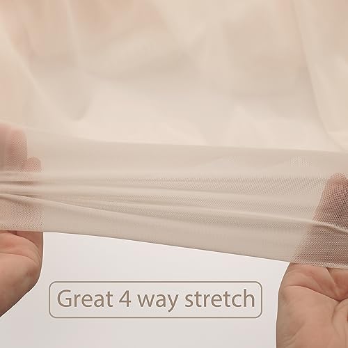 Power Mesh Fabric Superfine Stretch Net 5 Yards Long 60" Wide (Light Nude) - color: Light Nude, size: 5 Yards