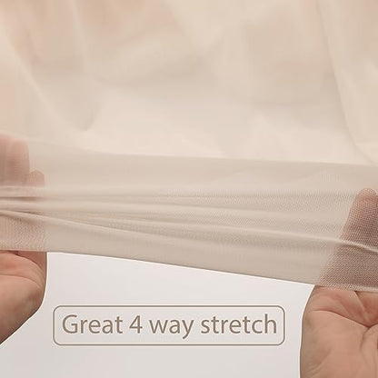 Power Mesh Fabric Superfine Stretch Net 5 Yards Long 60" Wide (Light Nude) - color: Light Nude, size: 5 Yards
