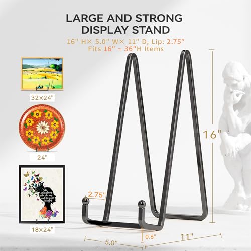 IPAME 16 Inch Heavy Duty Plate Stand (2 Pack) - Metal Display Easel for Large Plates, Picture Frames, Signs, Posters, Decorative Platters - size: 16 Inch