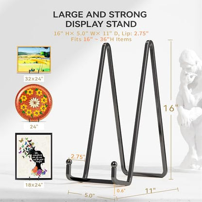 IPAME 16 Inch Heavy Duty Plate Stand (2 Pack) - Metal Display Easel for Large Plates, Picture Frames, Signs, Posters, Decorative Platters - size: 16 Inch